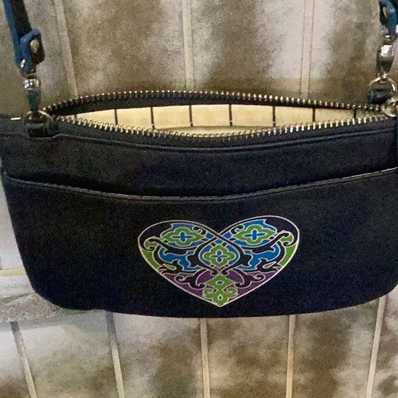 Brighton small crossbody, blue with heart design, 8” x 5” EUC - Picture 8 of 8